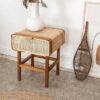 Meja Nakas Kayu Jati Minimalis Rotan – Furniture Estetik