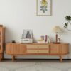 Buffet TV Kayu Jati Minimalis Modern dengan Laci Rotan – Elegan & Fungsional