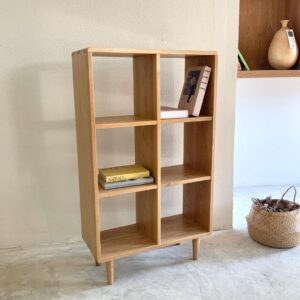 Rak Buku Kayu Jati Minimalis 6 Sekat – Ukuran 80x40x120 cm | Wooderfull Living Series 3
