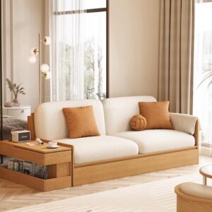 Set Sofa Minimalis Kayu Jati – Kursi Modern dengan Penyimpanan Samping Multifungsi