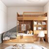 Tempat Tidur Susun Multifungsi Kayu Jati dengan Meja Belajar dan Penyimpanan - Wooderfull